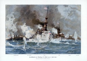 Slag bij Santiago de Cuba, 3 juli 1898 door Willy Stöwer