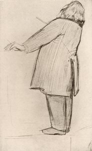 Johannes Brahms (1833-1897) Duitse componist, dirigeert (tekening)