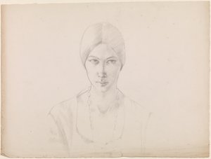 Zelfportret (potlood op papier) door Winifred Knights