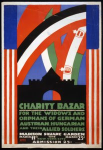 Poster voor een liefdadigheidsbazaar voor weduwen en wezen van Duitse, Oostenrijkse, Hongaarse en Geconfedereerde soldaten in Madison Square Garden, New York