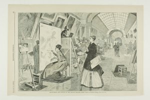 Kunststudenten en kopiisten in de Louvre Gallery, Parijs door Winslow Homer