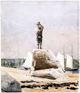 Jongen die Schoeners Roept door Winslow Homer