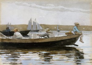 Jongens in een roeiboot