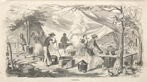 Kampbijeenkomstschetsen: Koken, 1858 door Winslow Homer