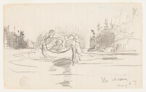 Kano met Drie Mannen, Ile Maligne, Quebec door Winslow Homer