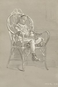 Kind zittend in een rieten stoel, 1874