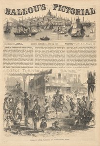 Hoek van Winter-, Washington-, en Summer Streets, Boston, uit Ballou door Winslow Homer