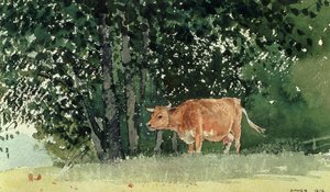 Koe in de Weide door Winslow Homer