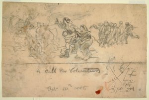 Tekening, Een oproep voor vrijwilligers, 20 oktober 1886 door Winslow Homer
