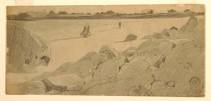Tekening, Strand bij Marshfield, 1869-74 door Winslow Homer