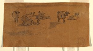 Tekening, Koeien in een weiland, ca. 1872 door Winslow Homer