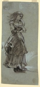 Tekening, Meisje met drinkglas, waarschijnlijk 1869 door Winslow Homer