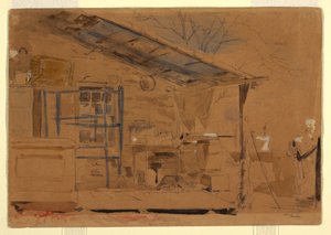 Tekening, Huis met veranda, ca. 1858-60 door Winslow Homer