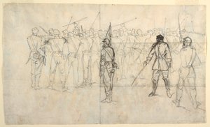 Tekening, geweeroefening infanterie, regiment Sickles, 1862 door Winslow Homer
