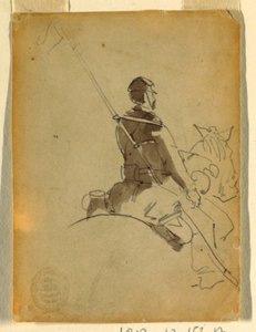 Tekening, Lansier te paard, 1862 door Winslow Homer