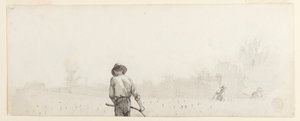 Tekening, Man met zeis, ca. 1865 door Winslow Homer