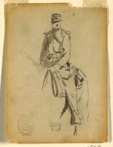 Tekening, cavalerieofficier, 1862 door Winslow Homer