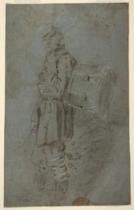 Tekening, zijaanzicht van een trommelaar, ca. 1864 door Winslow Homer