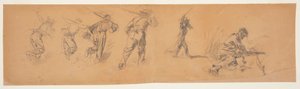 Tekening, Studies van soldaten, 1863-65 door Winslow Homer