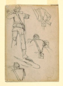 Tekening, Studies van soldaten die richten, 1862 door Winslow Homer