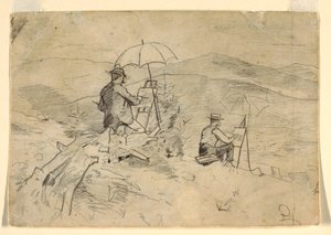 Tekening, Studie voor "Artists Sketching in the White Mountains" en "The Artist in the Country", 1868