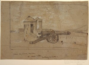 Tekening, Studie voor "Zoeklicht, haveningang, Santiago de Cuba", 1885 door Winslow Homer