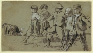 Tekening, Studie voor "Snap de zweep", 1872 door Winslow Homer