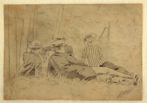 Tekening, Studie voor "The Fishing Party", ca. 1869 door Winslow Homer