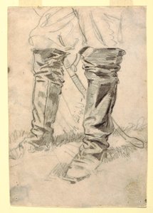 Tekening, Studie van de laarzen van een cavalerieofficier, 1862-64 door Winslow Homer