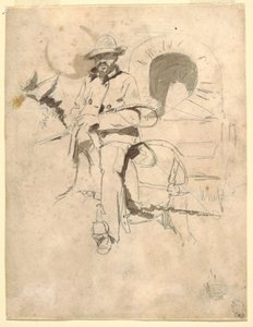 Tekening, Studie van een Afro-Amerikaanse ploegleider, ca. 1864 door Winslow Homer