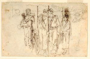 Tekening, De wandelende gewonden, 1861-62 door Winslow Homer