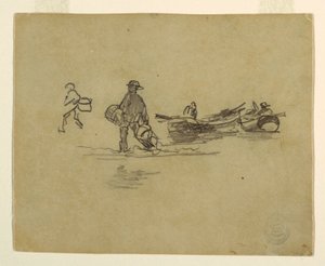 Tekening, Twee vissers, Engeland, 1881-82 door Winslow Homer