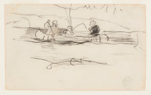 Visser en twee andere mannen in een kano door Winslow Homer
