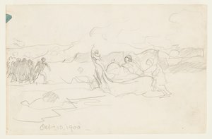 Vissers die een Dory aan Land Brengen door Winslow Homer
