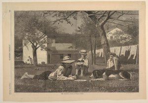 Grafisch ontwerp, "De Nooning", augustus 1873 door Winslow Homer
