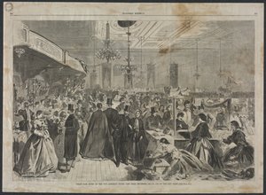 Grote kermis gehouden in de City Assembly Rooms, New York, december 1861