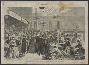 Grote kermis gegeven in de City Assembly Rooms, New York, december 1861, ter ondersteuning van de armen in de stad