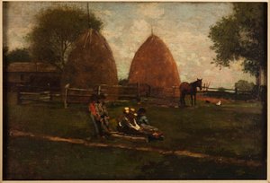 Hooibergen en kinderen door Winslow Homer