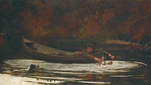 Hond en jager door Winslow Homer