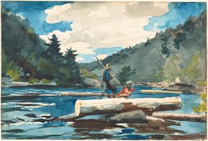 Hudson River, Houttransport door Winslow Homer