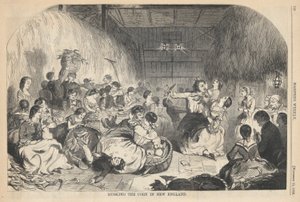 Het Pellen van de Maïs in New England, uit Harper door Winslow Homer