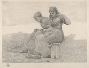 Netten repareren door Winslow Homer