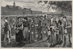 Het leven in een fabriek in New England - Bel-tijd, 1868 door Winslow Homer