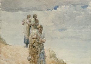 Op de klif, Cullercoats door Winslow Homer