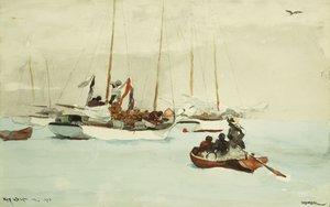 Schoeners voor anker, Key West door Winslow Homer