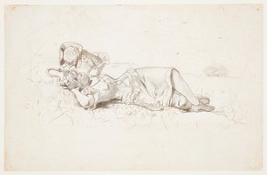 Herderin rustend door Winslow Homer