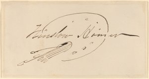 Handtekening in Palet door Winslow Homer