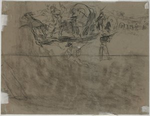 Schermutseling met een wagenkonvooi door Winslow Homer