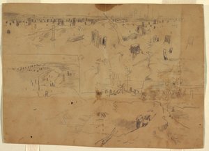 Studies van een slagveld met boomstronken en verbrijzelde boomstammen, Petersburg, Virginia door Winslow Homer