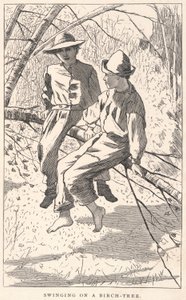 Schommelen aan een berkenboom, uit Onze Jonge Mensen, juni 1867 door Winslow Homer